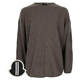 Moncler Rick Owens Jumbo Rundhals-Pullover aus Wolle und Kaschmir in Braun