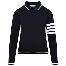 Viskose-Pullover mit Streifen und Tipping - Thom Browne