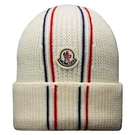 Moncler Trichromatic Wollbeanie mit Logo-Patch
