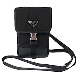 Prada Custodia per telefono nera da uomo e donna Borsa a tracolla Re-Nylon Saffiano