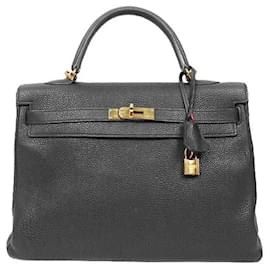 Bolso Kelly Square Negro con Stamp - Hermès