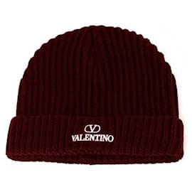 Gerippte Beanie mit gesticktem Logo Burgundy FDK - Valentino