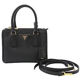 Mini borsa tote a tracolla Saffiano nera - Prada
