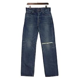 Jeans Dark Union Wash Denim Distressed Women's Jeans - Céline