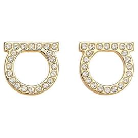Salvatore Ferragamo Orecchini Gancini Crystal Large Oro