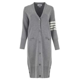 Langer V-Ausschnitt Cardigan aus Milano-Stich Wolle - Thom Browne