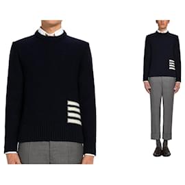 Diagonaler Wollkragen Navy - Thom Browne
