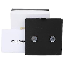 Orecchini rotondi Miu Miu Logo blu
