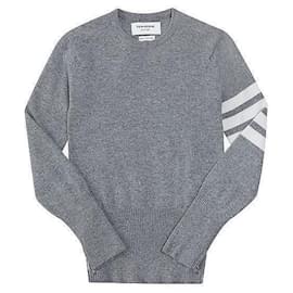 Malha de cashmere com riscas cinzentas - Thom Browne