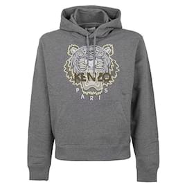 Grauer Hoodie mit besticktem Tiger-Logo - Kenzo