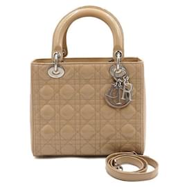 Borsa Tote media Cannage in pelle verniciata beige - Dior