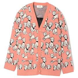 Artist Jacquard gebürsteter Baumwoll-Wollcardigan Rosa - Céline