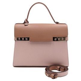Delvaux Bolso Tote y Bolso de Hombro Tompet MM bicolor rosa y marrón
