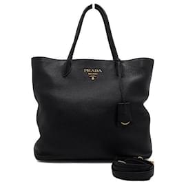 Prada Borsa Tote e Borsa a Tracolla Vitello Daino Gold Logo
