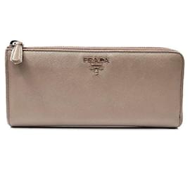 Prada Saffiano Leder Portemonnaie mit Reißverschluss Rosa