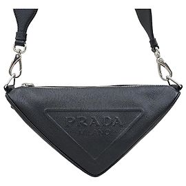 Prada Borsa a tracolla Triangle in pelle Saffiano