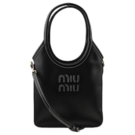Miu Miu Ivy Mini Tote Bag aus Leder Schwarz