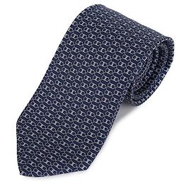 Salvatore Ferragamo Men's Print Silk Tie NAVY BLUE