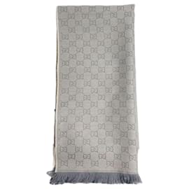 GG Jacquard-Wollschal Hellblau-Grau - Gucci