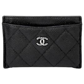 Chanel Portacarte in pelle caviar nera