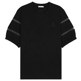Moncler T-shirt de algodão com acabamento em seda Preto