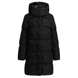 Moncler LITTE langer Daunenmantel mit Logo-Patch Schwarz