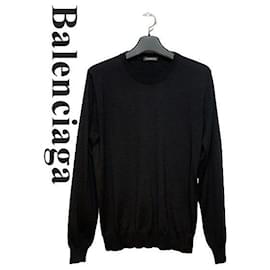 Maglia in maglia Balenciaga con logo nera