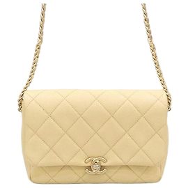 Chanel Yellow Melody Flapback Caviar New Chip