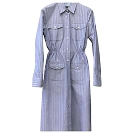 Vestido camisa de algodón chambray con logotipo bordado Blue - Prada