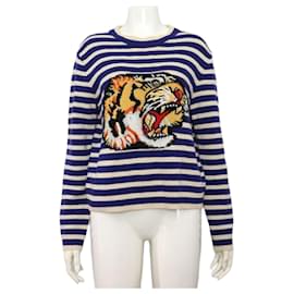 Tiger Wollstrick mit Marineblau gestreift für Damen - Gucci