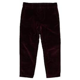 Pantaloni Burberry in cotone color Burgundy