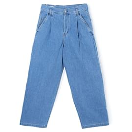 Dries Van Noten PENNING Plissierte Jeans aus hellblauem Denim