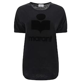 KOLDI Logo Leinen-T-Shirt Black stamp: - Isabel Marant