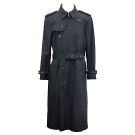 Burberry Men's Wool Twill Loopback Trench Coat Black