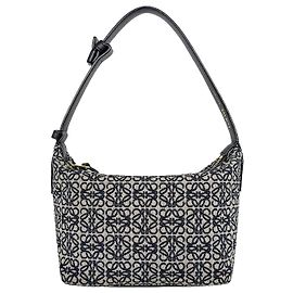 Loewe Borsa Cubi Anagram in jacquard e vitello Small Navy Black