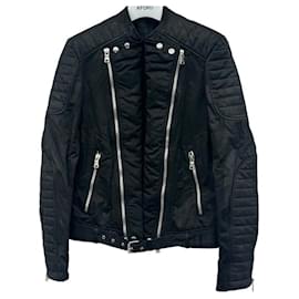 Balmain Giacca in pelle con dettagli zip