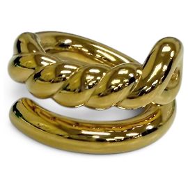 Bottega Veneta Gold Twist Band Ring