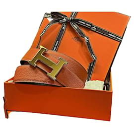 Cinturón reversible Gold Classic Black Orange - Hermès