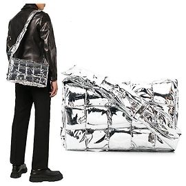 Bottega Veneta Borsa a tracolla Intrecciato Metallic