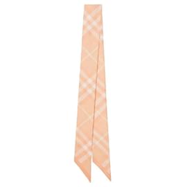 Burberry Skinny Scarf in seta Vintage a quadri invertiti Large Pesca