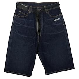 Off White Pantaloncini in denim diagonale blu