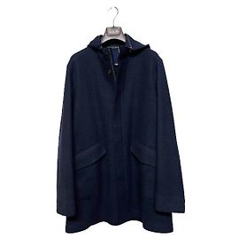 Loro Piana Navy Cashmere Detachable Hood Coat