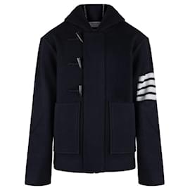 Diagonal Wool Duffel Jacket Navy - Thom Browne