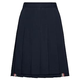 Falda plisada Thom Browne de algodón azul marino