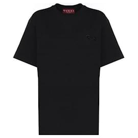 T-Shirt aus Baumwolljersey mit besticktem Pferdebiss - Gucci