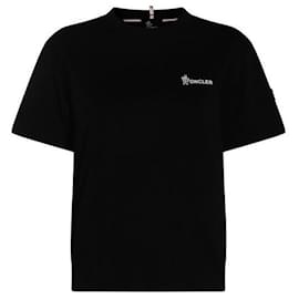 T-shirt in cotone con logo ricamato - Moncler
