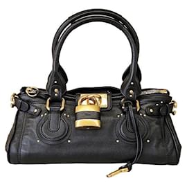 Paddington Tote Bag aus genarbtem Leder Schwarz - Chloé