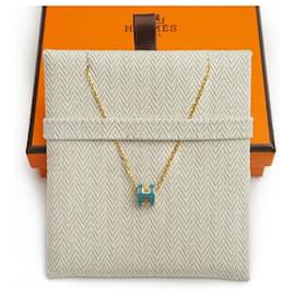 Pop Necklace Gold Blue Jeans Mini Full Set Gift Quick Delivery - Hermès
