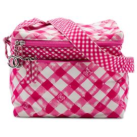 Chanel Pink CC Canvas Gingham Lunch Box Schultertasche