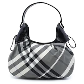 Burberry Gray Beat Check Nylon Brooklyn Hobo